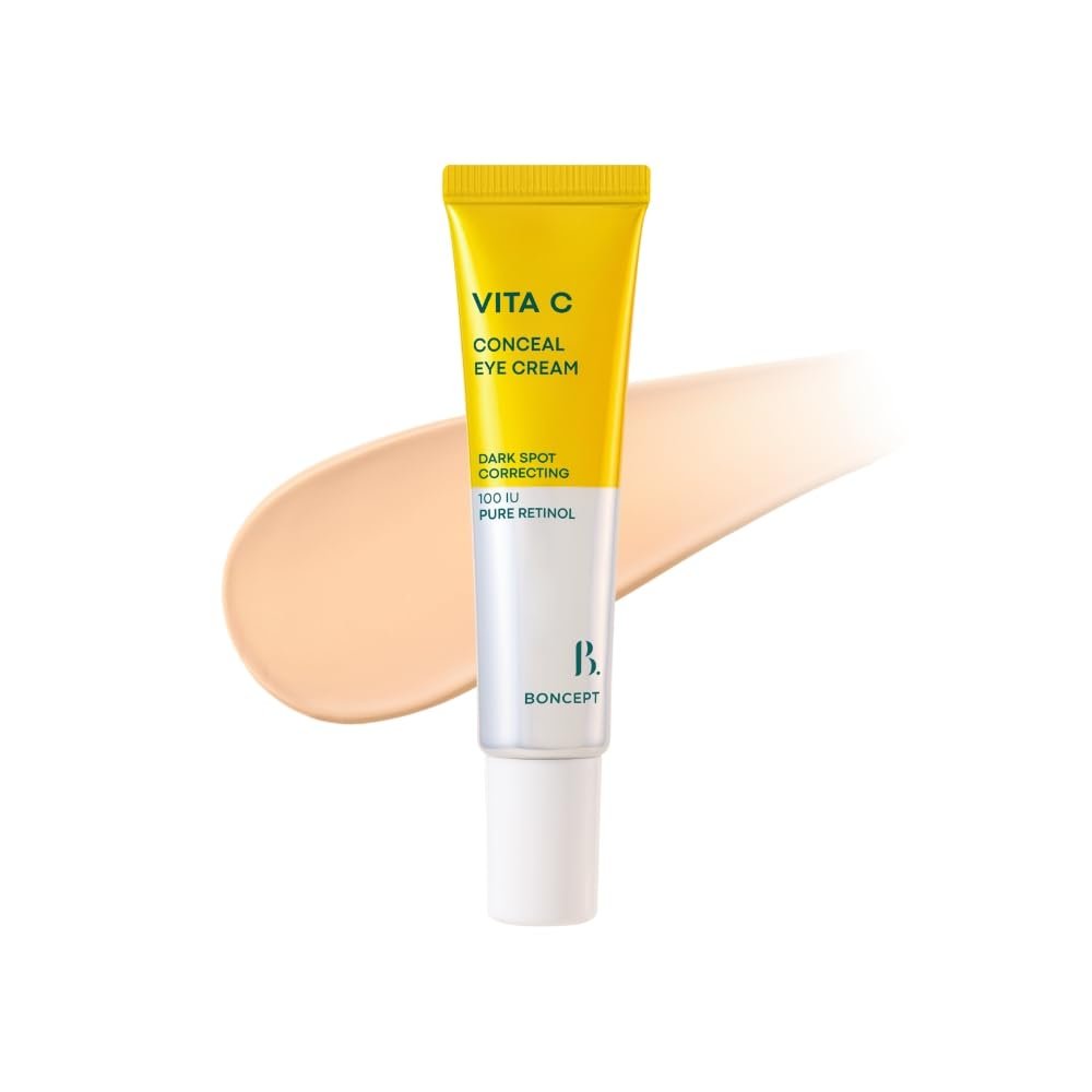 BONCEPT Vita C Conceal Eye Cream - Even Tone & Firming Korean Vitamin C Eye Treatment for Dark Circles, 0.34 fl. oz. 10ml