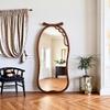 63" X 22" Irregular Vanity Mirror, Wood Frame Full Length Mirror Hanging Or Leaning Against Wall view 2
