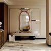 63" X 22" Irregular Vanity Mirror, Wood Frame Full Length Mirror Hanging Or Leaning Against Wall view 3