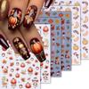 6 Sheets Autumn Maple Leaves Nail Art Stickers 3D Self-Adhesive Thanksgiving Day Nail Stickers Fall Leaf Mushroom Pumpkin Squirrel Nails Decals for Women Manicure Supplies view 1