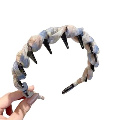 2025 New U Shape Fashion Tooth Hair Comb Headband, Elegant Braided Wavy Headband, Non Slip Hair Hairband for Women (S14 meter blue,One size)