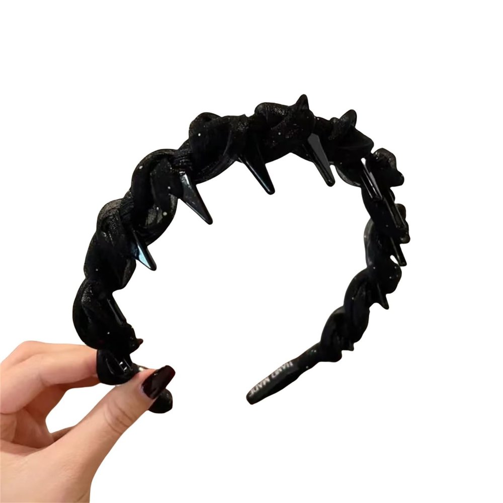 2025 New U Shape Fashion Tooth Hair Comb Headband, Elegant Braided Wavy Headband, Non Slip Hair Hairband for Women (S5 black,One size)