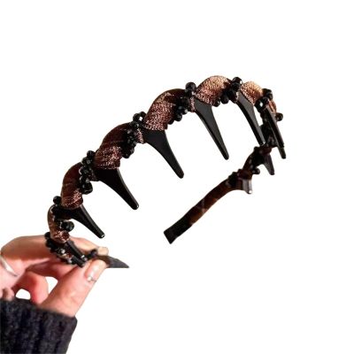 2025 New U Shape Fashion Tooth Hair Comb Headband, Elegant Braided Wavy Headband, Non Slip Hair Hairband for Women (S12 coffee color,One size)