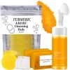 4PCS Turmeric Wash and Cleaning Care Three Piece Kit,Turmeric Trio: Facial Wash, Turmeric Soap Bar & Turmeric Cleansing Exfoliating Pads, Face & Body Cleansing Skincare Set view 1