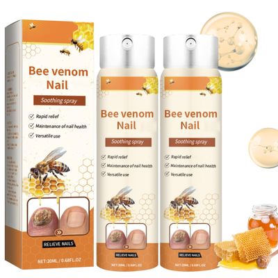 2Pcs Bee Venom Nail Soothing Spray, Toe Nail Treatments Spray for Damaged Nails, Advanced Nail Care Solution, Safely and Gently for All
