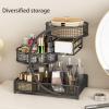 4 Tier Makeup Organizer Countertop, Large Metal Cosmetic Display Case, Bath Bedroom Skin Care Storage Shelf for Brushes/Eyeliner, Lipsticks, Skincare,(Black) view 3