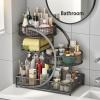 4 Tier Makeup Organizer Countertop, Large Metal Cosmetic Display Case, Bath Bedroom Skin Care Storage Shelf for Brushes/Eyeliner, Lipsticks, Skincare,(Black) view 4