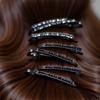 4Pcs Black Rhinestone Hair Clips - Shiny Crystal Barrettes and Bobby Pins | Sparkly Metal Hairpins for Women and Girls,Hair Accessories, Barrettes and Clips view 3