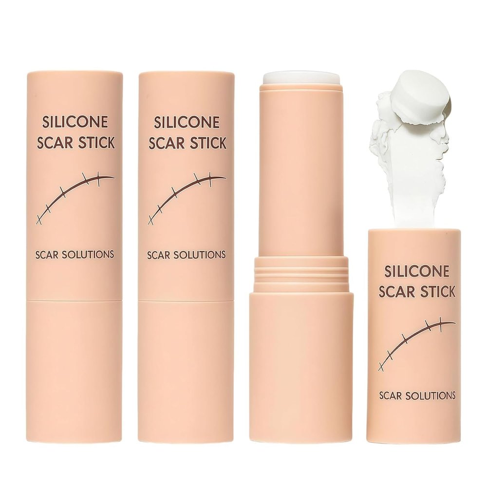 Scar Solutions Silicone Scar Stick, 60% Silicone Scar Stick for Face & Body, Easy Application, Contains 60% Silicones (3Pcs)