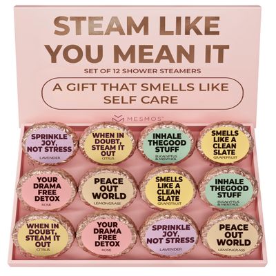 MESMOS 12 Assorted Shower Steamers Aromatherapy, Stress Relief Relaxation Spa Gifts for Women, Christmas Stocking Stuffers for Her, Shower Accessories, Spa Day Essentials, Wellness Self Care Cozy Gift