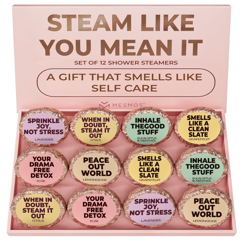 MESMOS 12 Assorted Shower Steamers Aromatherapy, Stress Relief Relaxation Spa Gifts for Women, Christmas Stocking Stuffers for Her, Shower Accessories, Spa Day Essentials, Wellness Self Care Cozy Gift