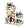 4 Tier Makeup Organizer Countertop, Large Metal Cosmetic Display Case, Bath Bedroom Skin Care Storage Shelf for Brushes/Eyeliner, Lipsticks, Skincare,(White) view 1
