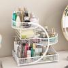 4 Tier Makeup Organizer Countertop, Large Metal Cosmetic Display Case, Bath Bedroom Skin Care Storage Shelf for Brushes/Eyeliner, Lipsticks, Skincare,(White) view 3