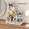 4 Tier Makeup Organizer Countertop, Large Metal Cosmetic Display Case, Bath Bedroom Skin Care Storage Shelf for Brushes/Eyeliner, Lipsticks, Skincare,(White) view 4