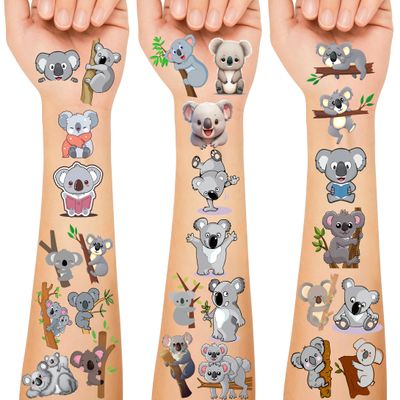 200+PCS Koala Theme Tattoos Temporary Stickers Wild Animals/Jungle Animals Birthday Party Favors Supplies Decorations Tattoo