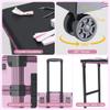 DOPERFE Rolling Manicure Table Workstation w/LED Mirror, Lockable Organizer & Bluetooth Speaker - Aluminum Pull Rod, Pink(Pink) view 4