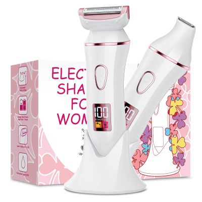 2-in-1 Bikini Trimmer for Women, Gifts for Women, Electric Shaver for Womens, Rechargeable Wet Dry Lady Hair Remover,IPX7 Waterproof, Razor for Legs