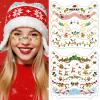 12 Pairs Christmas Face Makeup Patches, Xmas Tree Santa Claus Eyeliner Stickers Decals Snowman Small bell Temporary Tattoo for Women Girls Fake Tattoos, Christmas Stocking Stuffers Party Supplies view 1