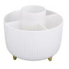 360 Degree Rotate Makeup Brush Holder, 5 Slots Makeup Brush Cup Bathroom Vanity Desktop Organizer with Premium Wheels, Ideal for Makeup Tools, Study Tools, Living Room Storage view 2