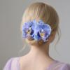 Bohemian Artificial Orchid Hair Clips, 2 Pack Floral Alligator Barrettes, Hawaiian Style Hairpins, 3.54 inch Pearl Decorated Flower Accessories Summer Beach Wedding Floral Headwear (Dark blue) view 2