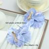 Bohemian Artificial Orchid Hair Clips, 2 Pack Floral Alligator Barrettes, Hawaiian Style Hairpins, 3.54 inch Pearl Decorated Flower Accessories Summer Beach Wedding Floral Headwear (Dark blue) view 4
