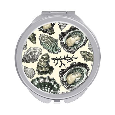 NFKHbous Oysters and Shells Makeup Mirror for Girls Small Portable Wallet Mirror for Camping,Home,Office, Good for Gift