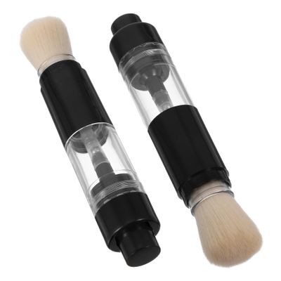 2pcs Portable Refillable Powder Brush for Women Travel Loose Powder Pressed Applicator Versatile Makeup Brush for Blush and Highlighter Lightweight and Convenient Design