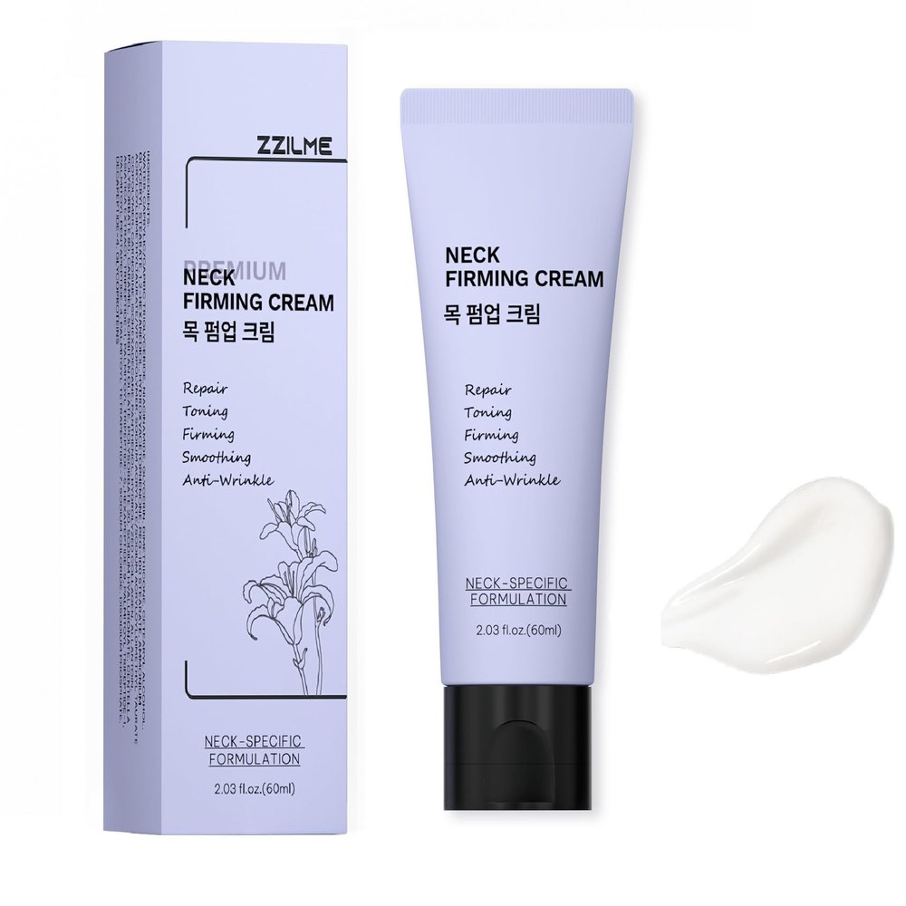 ZZILME Premium Neck Firming Cream Lifting & Tightening Treatment for Dcollet and Chest, Anti-Aging Neck Cream Reduces Fine Lines and Sagging, Gift for Women & Men, 2.0 Fl Oz