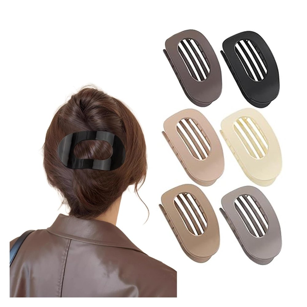 4/6 Pack Flat Claw Clips for Women, Small Non-Slip Hair Clips Pure Color Gentle Hold  Invisible Hair Grips for Thin/Thick Hair, Updos, Ponytails & Bobby Pins Alternative(Gold)