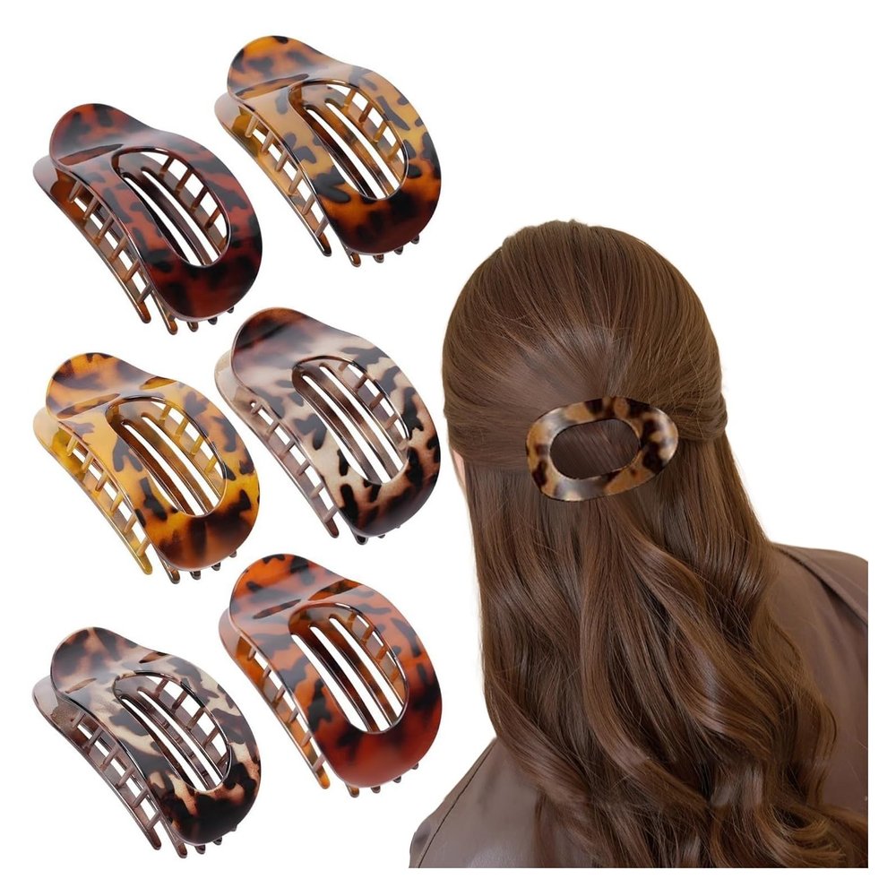 4/6 Pack Flat Claw Clips for Women, Small Non-Slip Hair Clips Pure Color Gentle Hold Invisible Hair Grips for Thin/Thick Hair, Updos, Ponytails & Bobby Pins Alternative(Chrome)