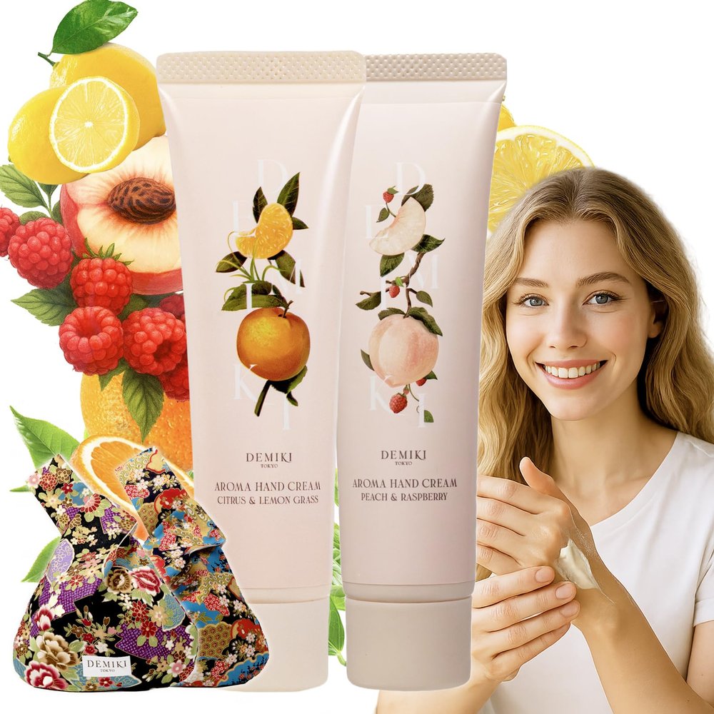 DEMIKI Shea Butter Hand Cream for Dry Cracked Hands, Birthday Gifts for Women, Bridesmaid Gifts, Nurse Gifts, Christmas Gifts, Party Favors, Hand Cream Gifts Set for Women, Travel Size1.7fl.oz x 2