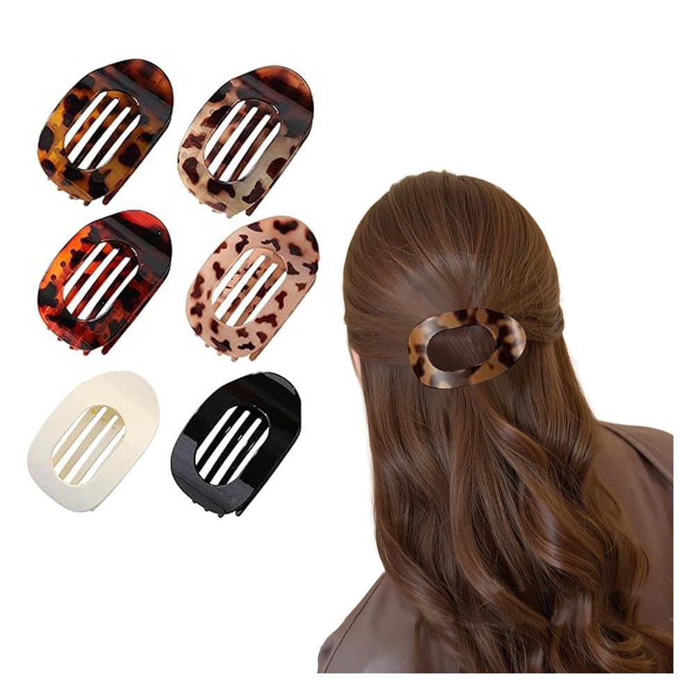 4/6 Pack Flat Claw Clips for Women, Small Non-Slip Hair Clips Pure Color Gentle Hold  Invisible Hair Grips for Thin/Thick Hair, Updos, Ponytails & Bobby Pins Alternative(Brown)