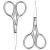 2 Pcs Mini Scissors for Eyebrows Makeup Scissors Stainless Steel Professional Precision Trimmer for Beauty Nose Ear Beard Mustache with Textured Anti-Slip Handle Grooming Tool for Women Men view 1