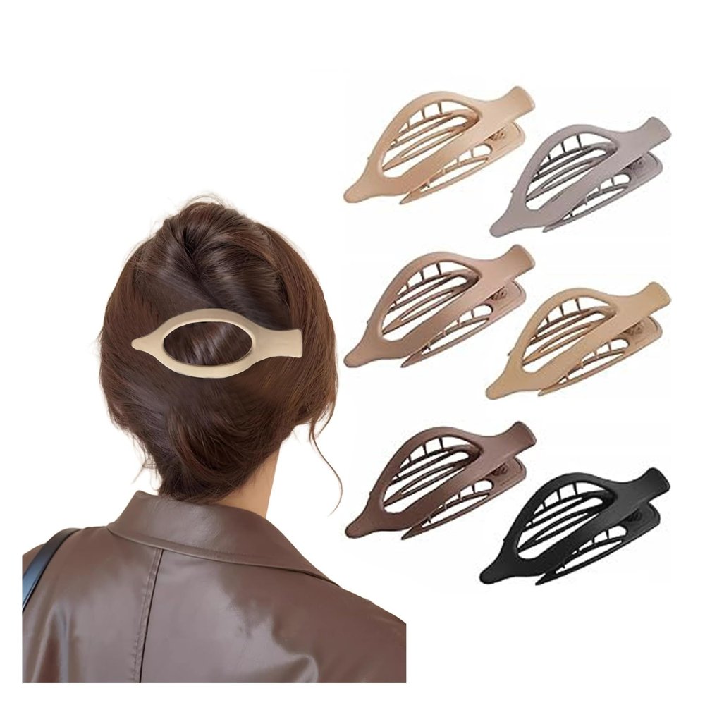 4/6 Pack Flat Claw Clips for Women, Small Non-Slip Hair Clips Pure Color Gentle Hold  Invisible Hair Grips for Thin/Thick Hair, Updos, Ponytails & Bobby Pins Alternative(Brass)