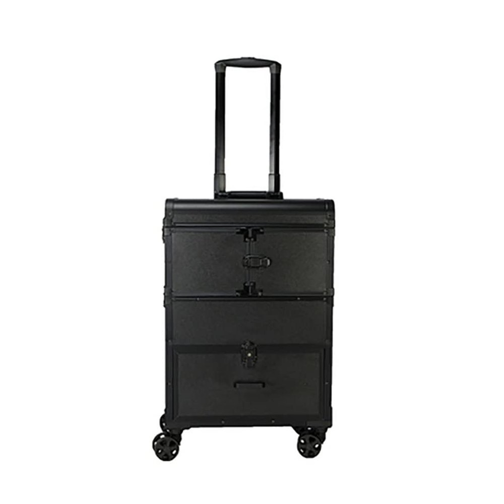 Beauty Nail Roller Case Makeup Travel Case Folding Suitcase Aluminum With Cosmetic Storage Tool Box (Color : Rose Gold, Size : 400X190X400Mm) (Svart 400X190X400Mm),Svart400X190X400Mm
