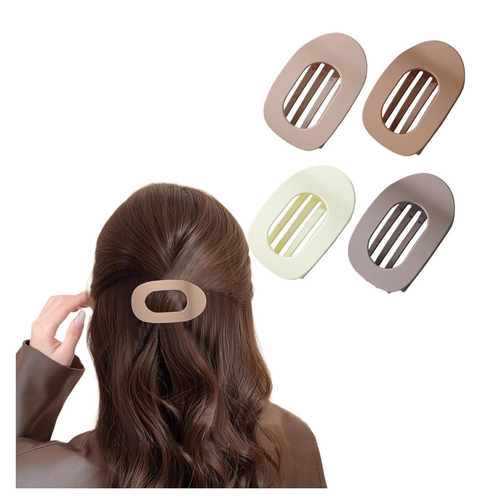 4/6 Pack Flat Claw Clips for Women, Small Non-Slip Hair Clips Pure Color Gentle Hold  Invisible Hair Grips for Thin/Thick Hair, Updos, Ponytails & Bobby Pins Alternative(Green)