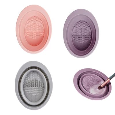ArrErr 3 Pack Makeup Brush Cleaner Mat Foldable Silicone Makeup Brush Cleaner Bowl Pads Portable Scrubber Cleaning Tool for Makeup Brush Set Foundation Powder Concealers Eye Shadows Makeup Brushes