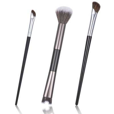 3PCS Nose Contour Brushes, 2-In-1 U-Shaped Brush & Precision Fluffy Contouring Brushes for Nose Sculpting Defining Highlighting Powder Contour Makeup Beginners(Black)