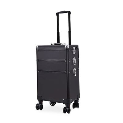 Beauty Makeup Barber Box Wheel Black Aluminum Box Light and Barber Box Trolley Cosmetics Tool Box (Color : Svart, Size : 35 * 25 * 63Cm) (Svart 35 * 25 * 63Cm),Svart35*25 * 63Cm