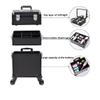 Beauty Makeup Barber Box Wheel Black Aluminum Box Light and Barber Box Trolley Cosmetics Tool Box (Color : Svart, Size : 35 * 25 * 63Cm) (Svart 35 * 25 * 63Cm),Svart35*25 * 63Cm view 4