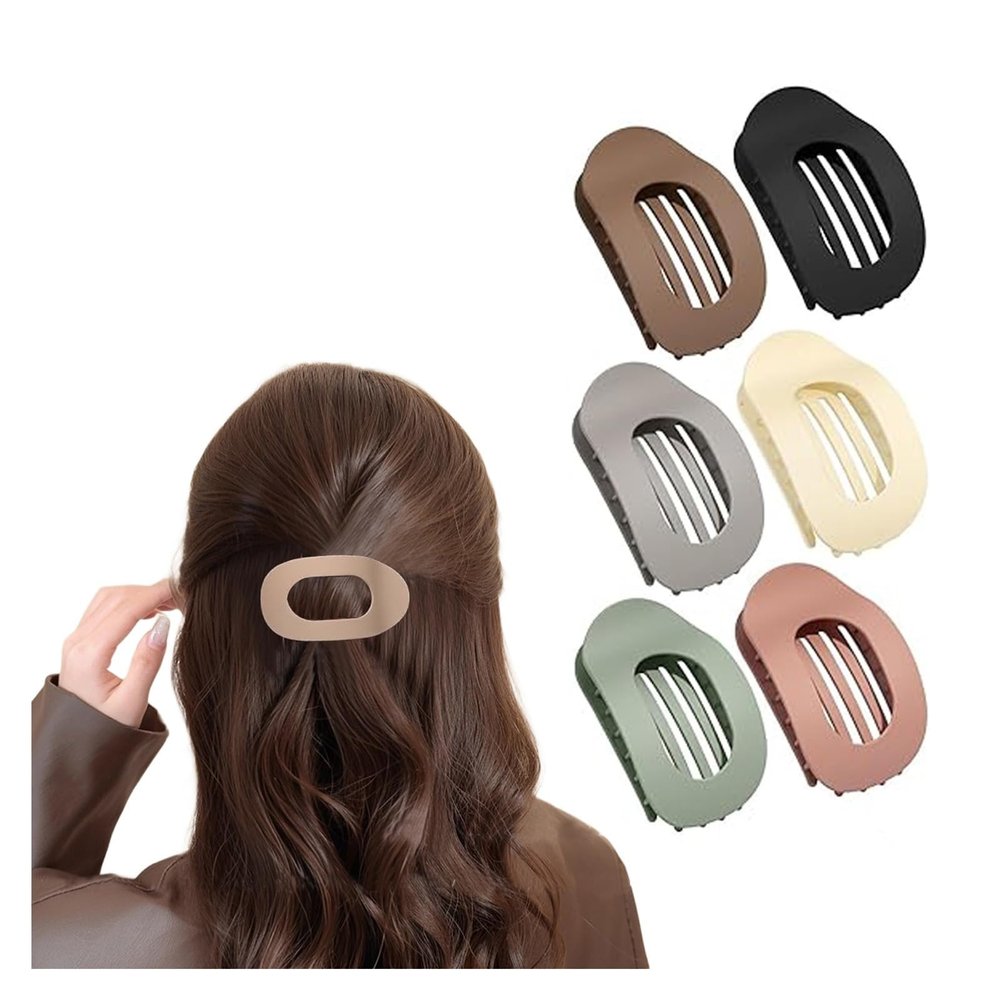 4/6 Pack Flat Claw Clips for Women, Small Non-Slip Hair Clips Pure Color Gentle Hold  Invisible Hair Grips for Thin/Thick Hair, Updos, Ponytails & Bobby Pins Alternative(Blue)
