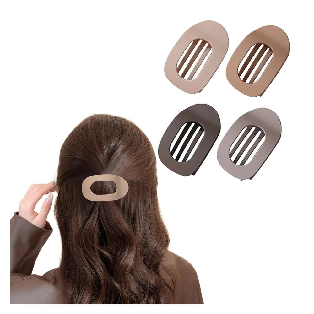 4/6 Pack Flat Claw Clips for Women, Small Non-Slip Hair Clips Pure Color Gentle Hold  Invisible Hair Grips for Thin/Thick Hair, Updos, Ponytails & Bobby Pins Alternative(Metallic)