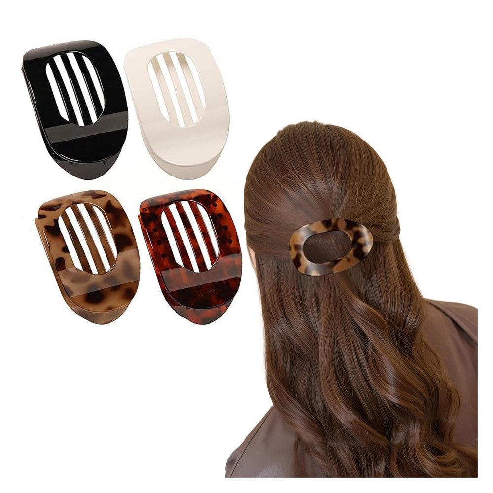 4/6 Pack Flat Claw Clips for Women, Small Non-Slip Hair Clips Pure Color Gentle Hold  Invisible Hair Grips for Thin/Thick Hair, Updos, Ponytails & Bobby Pins Alternative(Orange)