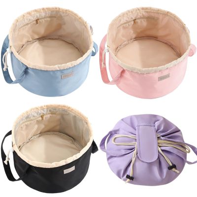 INVODA Makeup Bag for Women Drawstring Cosmetic Bag 4PCS Large Travel Make up Pouch Portable Barrel Toiletry Bag Pull String Toiletries Pouch Travel Cosmetic Organizer (4PCS)