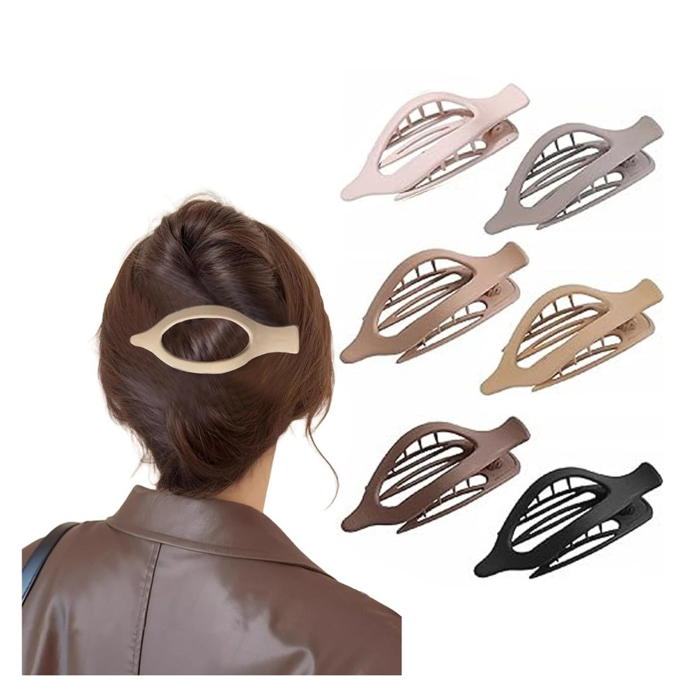 4/6 Pack Flat Claw Clips for Women, Small Non-Slip Hair Clips Pure Color Gentle Hold  Invisible Hair Grips for Thin/Thick Hair, Updos, Ponytails & Bobby Pins Alternative(Bronze)