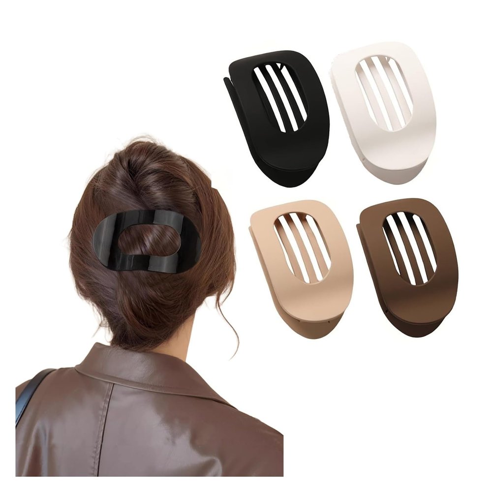 4/6 Pack Flat Claw Clips for Women, Small Non-Slip Hair Clips Pure Color Gentle Hold  Invisible Hair Grips for Thin/Thick Hair, Updos, Ponytails & Bobby Pins Alternative(Pink)