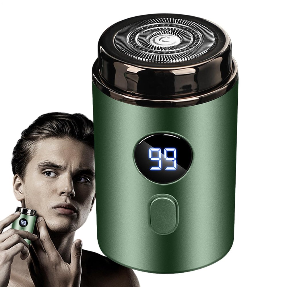 Electric Hair Trimmer - Small Beard Shaver, Digital Display | Portable Facial Groomer, Rechargeable Mini Shaving Tool with LED Power for Dad, Boyfriend, Teenager Face Care, 1.77x2.95 inches
