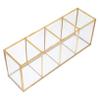 Alipis Makeup Storage Box with Four Glass Compartments Copper Gold Organizer for Vanity Table and Compact Cosmetic Holder for Brushes Perfumes and Accessories view 1