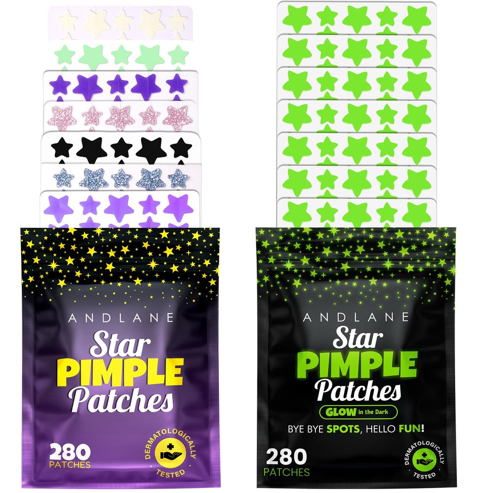 Andlane 280 Pcs Multicolor + 280 Pcs Glow in the Dark Pimple Patches