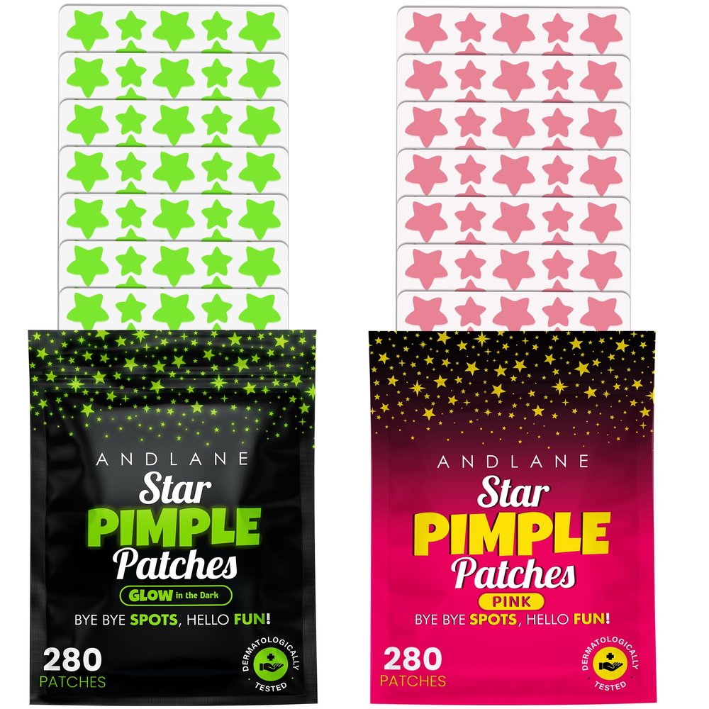 Andlane 280 Pcs Glow in the Dark + 280 Pcs Pink Star Pimple Patches